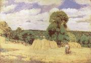 Camille Pissarro Harvest at Monfoucault oil